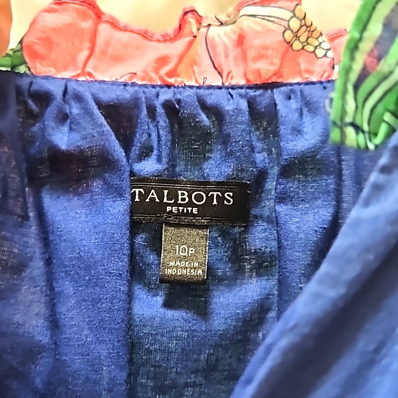 Talbots Navy Floral Midi High-Low Dress Size 10P - Picture 2 of 13